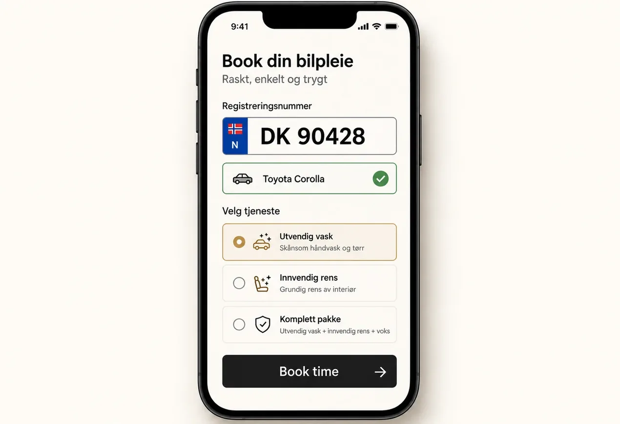 Kunde som bestiller time på nett fra mobilen på 30 sekunder
